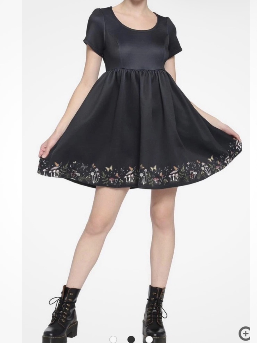 Hot Topic Black Mushroom Border Babydoll Dress Size Large